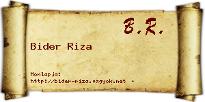 Bider Riza névjegykártya